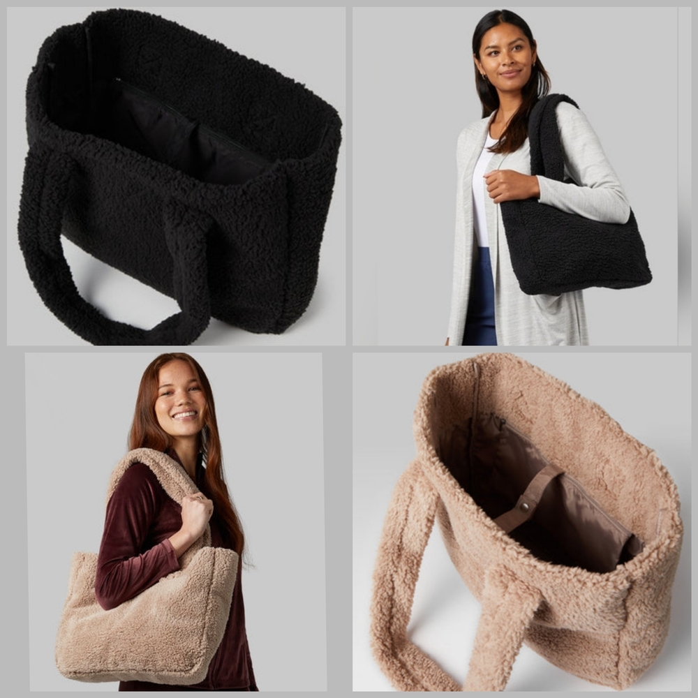 Cozy Sherpa Black or Tan Tote Bag By 32 Degrees